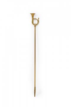 Set of English Country Style Hunting Horn Finial Brass Fire Tools - 4668326
