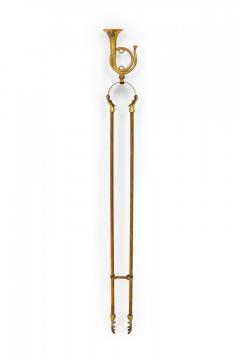 Set of English Country Style Hunting Horn Finial Brass Fire Tools - 4668327