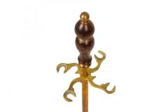 Set of English Country Style Hunting Horn Finial Brass Fire Tools - 4668328