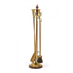 Set of English Country Style Hunting Horn Finial Brass Fire Tools - 4709045