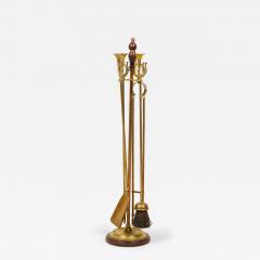 Set of English Country Style Hunting Horn Finial Brass Fire Tools - 4709163