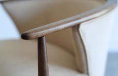 Set of Exposed Walnut Framework Barrel Lounge Chairs C 1950s - 4130603