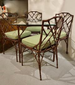 Set of Faux Bamboo Table and 4 Faux Bamboo Chairs c 1970 1980 - 3246595