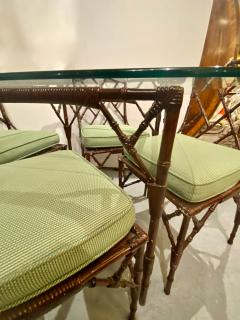Set of Faux Bamboo Table and 4 Faux Bamboo Chairs c 1970 1980 - 3246597