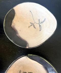 Set of Five Antique Ao Oribe Ceramic Dishes with Tomobako Edo - 4537755