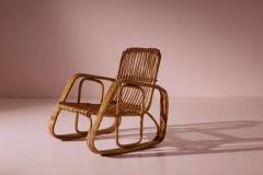Set of Five Armchairs in Bent Wicker and Bamboo by Dal Vera Italy 1960s - 4097260