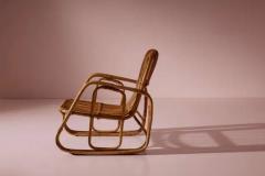 Set of Five Armchairs in Bent Wicker and Bamboo by Dal Vera Italy 1960s - 4097261