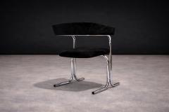 Set of Five Armchairs in Chrome and Black Fabric Pozza Moveis 1960s - 4545159