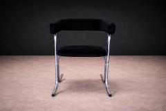 Set of Five Armchairs in Chrome and Black Fabric Pozza Moveis 1960s - 4545166