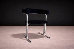 Set of Five Armchairs in Chrome and Black Fabric Pozza Moveis 1960s - 4545167