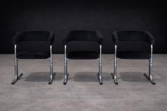 Set of Five Armchairs in Chrome and Black Fabric Pozza Moveis 1960s - 4545168