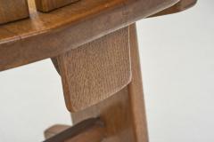 Set of Five Brutalist Solid Oak Dining Chairs Europe 1970s - 3641595
