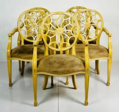 Set of Five George III Style Wheel Back Armchairs in Brown Suede  - 3438229