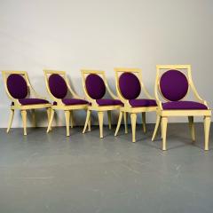Set of Five John Widdicomb Dining Side Chairs Art Deco Gold Leaf Purple - 3073446