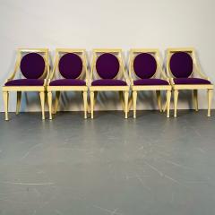 Set of Five John Widdicomb Dining Side Chairs Art Deco Gold Leaf Purple - 3073447