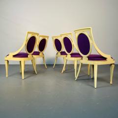 Set of Five John Widdicomb Dining Side Chairs Art Deco Gold Leaf Purple - 3073448