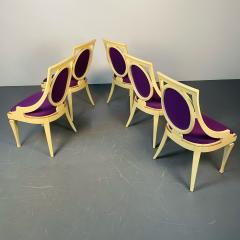 Set of Five John Widdicomb Dining Side Chairs Art Deco Gold Leaf Purple - 3073449