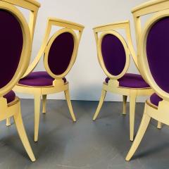 Set of Five John Widdicomb Dining Side Chairs Art Deco Gold Leaf Purple - 3073452