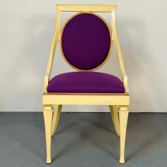 Set of Five John Widdicomb Dining Side Chairs Art Deco Gold Leaf Purple - 3073454