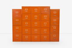 Set of Five Orange Industrial Filling Cabinets - 3855384