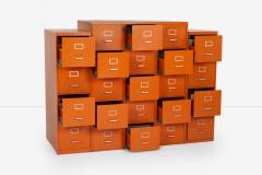 Set of Five Orange Industrial Filling Cabinets - 3855387