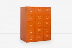 Set of Five Orange Industrial Filling Cabinets - 3855392