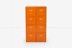 Set of Five Orange Industrial Filling Cabinets - 3855394