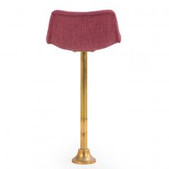 Set of Five Rotating Bronze Bar Stools with Upholstered Seats C 1960 - 4610634