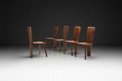 Set of Five Solid Plank Back Dining Chairs Europe Mid 20th Century - 4647415
