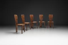 Set of Five Solid Plank Back Dining Chairs Europe Mid 20th Century - 4647416