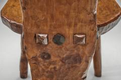 Set of Five Solid Plank Back Dining Chairs Europe Mid 20th Century - 4647424