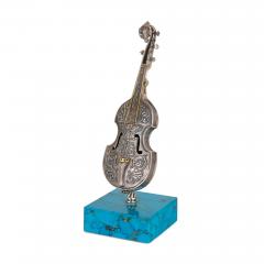 Set of Five Spanish Turquoise and Silver Miniature Musical Instruments - 4550741