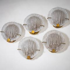 Set of Five Wall Lights with Glass Shades Italy Mid 20th Century - 4545068