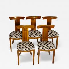 Set of Five Walnut Dining Chairs Italy Mid 20th Century - 4426672