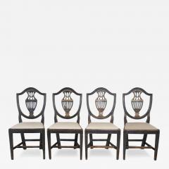 Set of Four 19th Century Swedish Blackened Wood and Gilt Lyre Back Chairs - 4369093