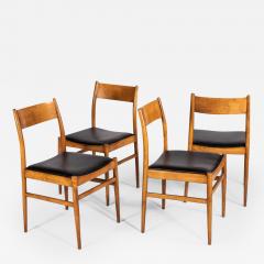 Set of Four 4 Mid Century Danish Modern Contoured Honey Oak Dining Chairs - 2669116