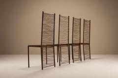 Set of Four Artisanal French Iron Highback Chairs 1980s - 4370896