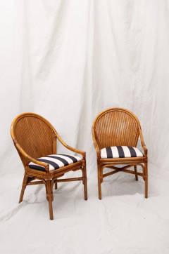 Set of Four Bamboo Chairs with Wicker Backrests 1970s - 4757976