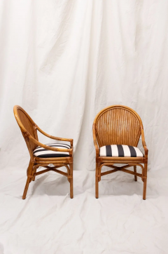 Set of Four Bamboo Chairs with Wicker Backrests 1970s - 4757977