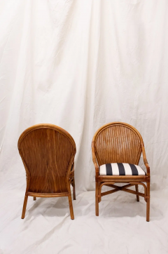 Set of Four Bamboo Chairs with Wicker Backrests 1970s - 4757978