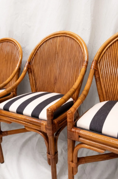 Set of Four Bamboo Chairs with Wicker Backrests 1970s - 4757980