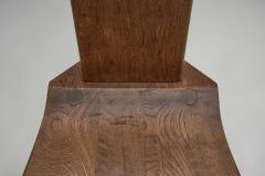 Set of Four Belgian Brutalist Chairs in Heavy Oak Belgium 1970s - 4482055