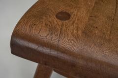 Set of Four Belgian Brutalist Chairs in Heavy Oak Belgium 1970s - 4482057