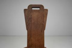 Set of Four Belgian Brutalist Chairs in Heavy Oak Belgium 1970s - 4482061