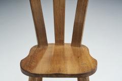 Set of Four Belgian Brutalist Oak Dining Chairs Belgium 1970s - 2414353