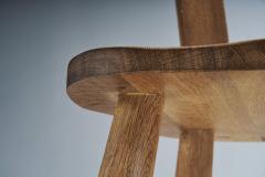 Set of Four Belgian Brutalist Oak Dining Chairs Belgium 1970s - 2414355