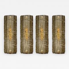 Set of Four Brown Embossed Murano Glass Wall Sconces - 846532