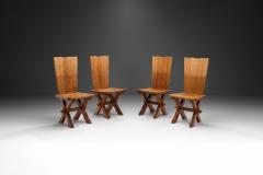 Set of Four Brutalist Oak Dining Chairs Europe 20th Century - 3641601