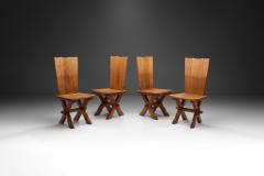 Set of Four Brutalist Oak Dining Chairs Europe 20th Century - 3641602