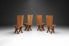 Set of Four Brutalist Oak Dining Chairs Europe 20th Century - 3641603